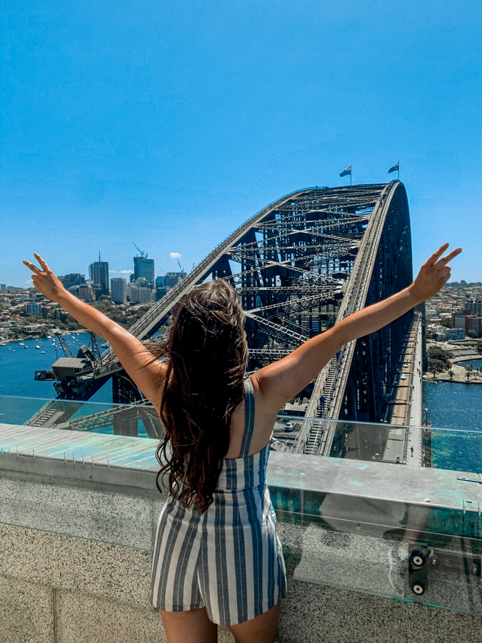Blogger at Harbour Bridge viewpoint Sydney