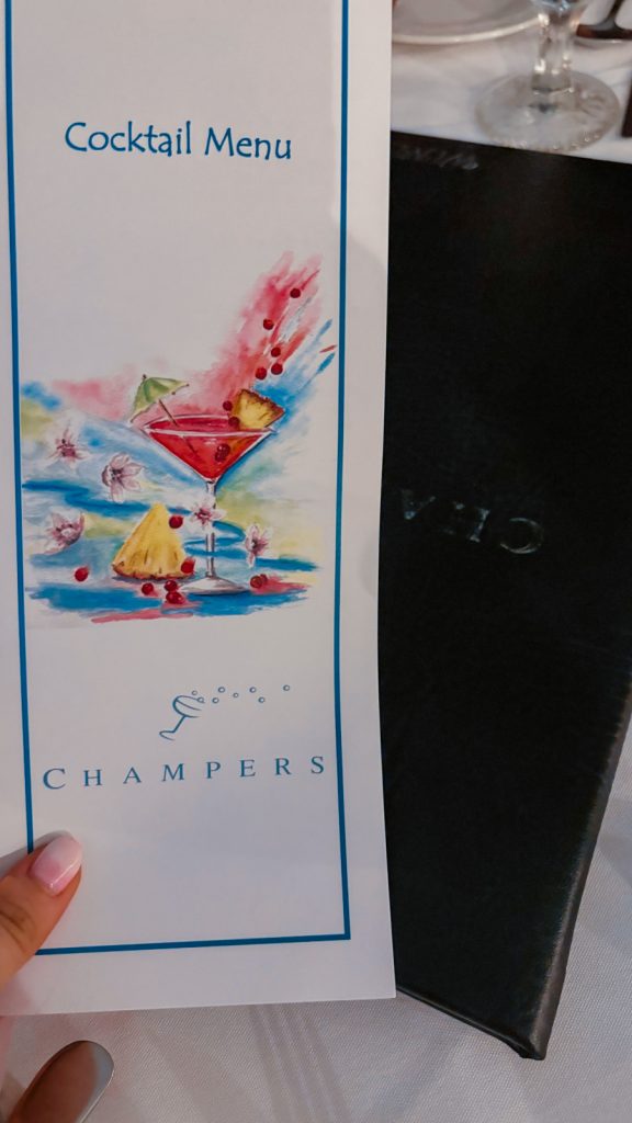 Champers Restaurant Cocktail Menu